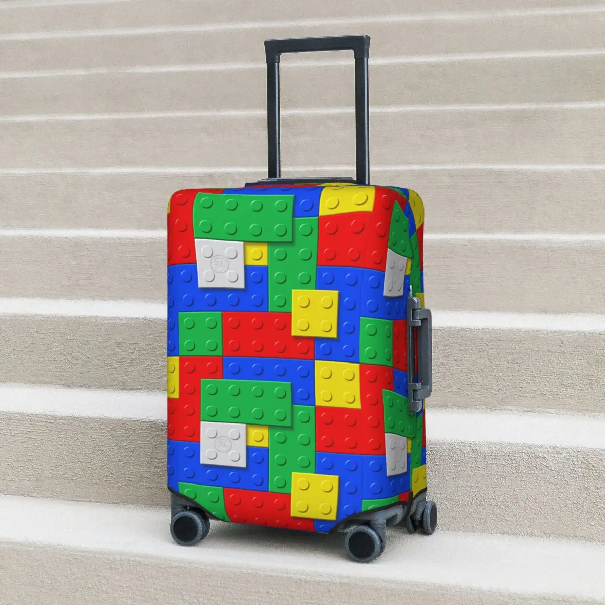 

Retro 8-bit Pixel Building Blocks Art Suitcase Cover Business Vacation Elastic Luggage Accesories Protector