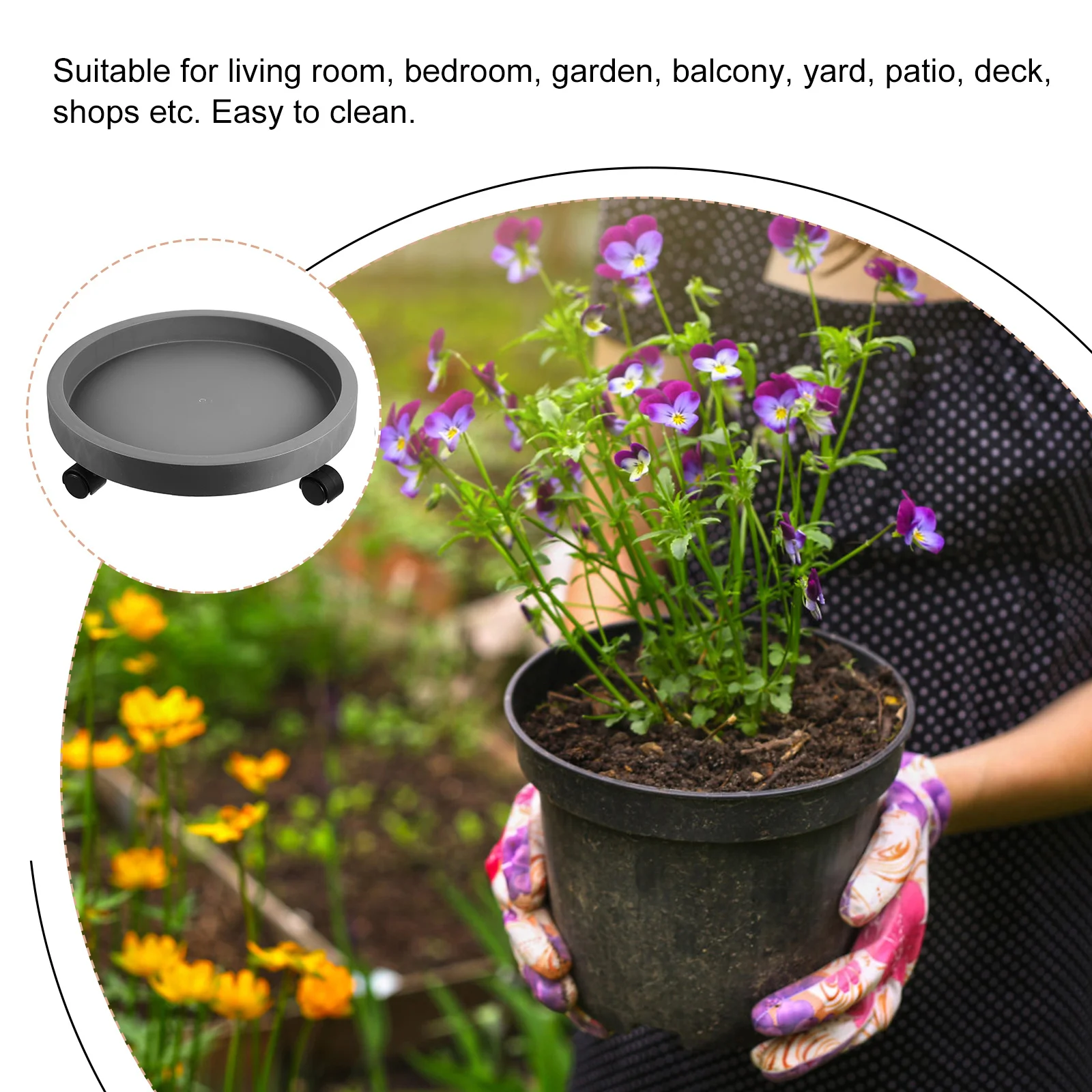 

Flowerpot Stand Heavy Duty Thickened Plastic Roller Tray Movable Indoor Outdoor Plant Pots Tray Bonsai Holder Base