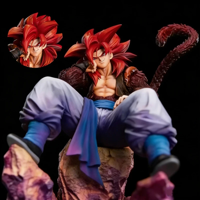 

24cm Dragon Ball GK Super Saiyan 4 Gogeta Sitting Action Figure Majestic Statue Anime Model Desk Ornament Collect Toy Boy Gift