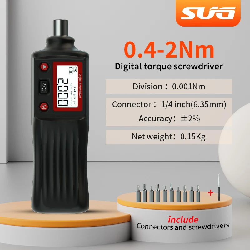

SUG 1/4 inch torque range 0.4-2 N.m torque digital screwdriver wrench set suitable for automotive parts and repair tool