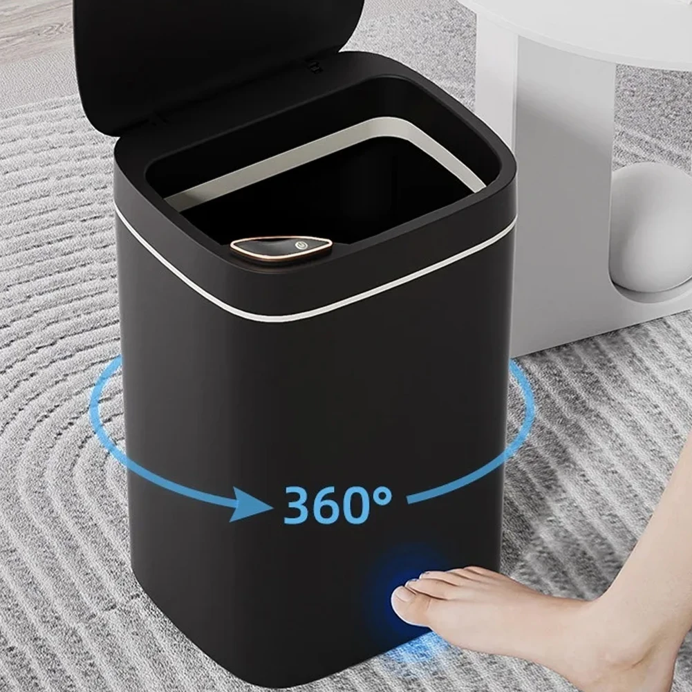 14L Smart Sensor Trash Can Type-C Recharging Automatic Wastebin Bathroom Sensor Trash Can For Kitchen Toilet Wastebaskt