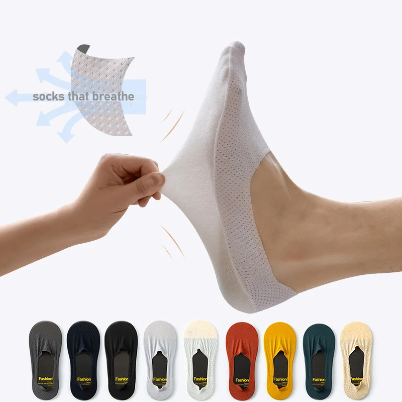 

Men Invisible Boat Socks Summer Matching Casual Socks Non-slip Shallow Cozy Cotton Sock Low Cut No Show Sock