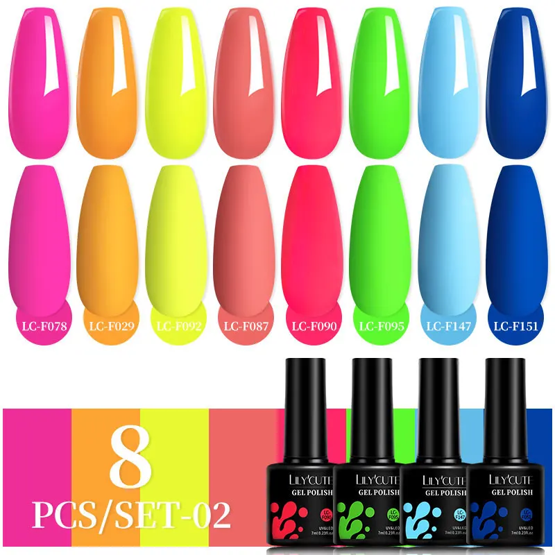 LILYCUTE 7 مللي 8 قطعة جل طلاء الأظافر مجموعة الوردي عارية هلام البولندية عدة UV LED نقع قبالة البولندية المنزل DIY معطف فوقي قاعدة هلام مانيكير #3