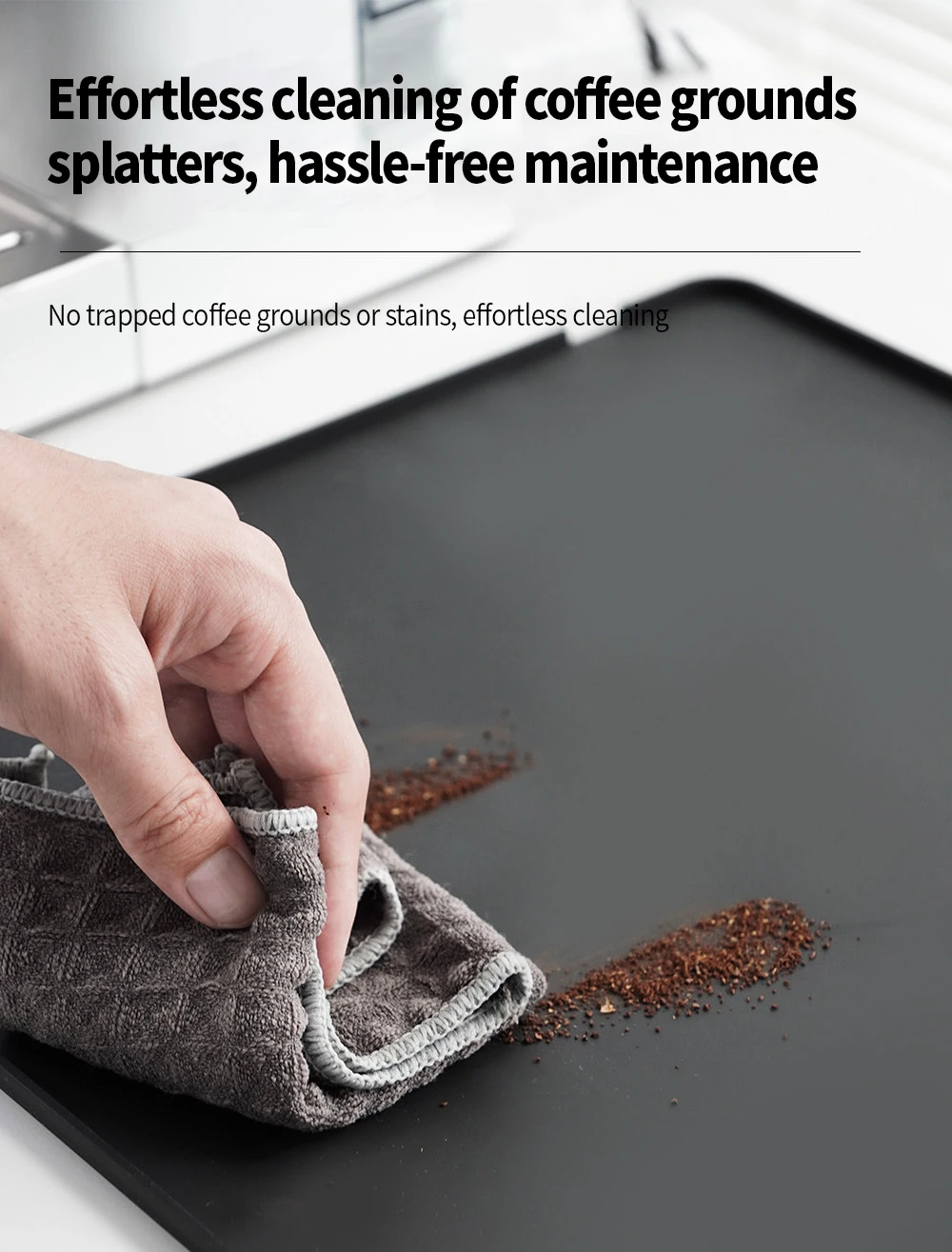OANKR 2-teiliges Set 39x58cm Kaffeemaschinen-Unterlage und 25x20cm Espresso-Tampermatte, Rutschfeste Matte für Küche Bar Theke Abtropfschale – Detail 10