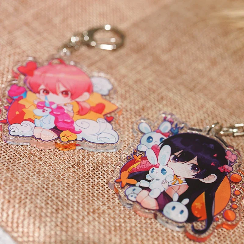 Anime Keychain Nanami Touko Saeki Sayaka Acrylic Keyring strap Figure hanging accessories 1 pair