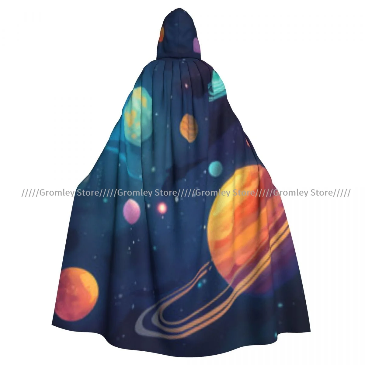 Witch Long Hooded Robe Space Planet Dust Halloween Cloak Cosplay Costumes for Adult