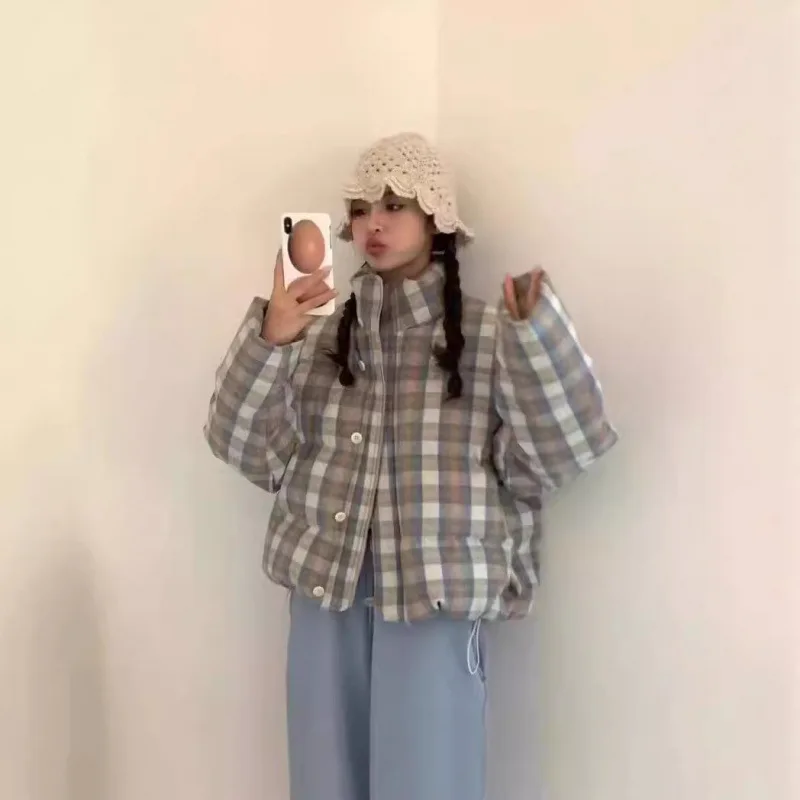 Vrouwen ort Thiened Ganzendons Jaet Herfst Winter Nieuwe Sle Plaid Warme Bovenkleding Kleine Maat Brood Sle Pendelen Sle