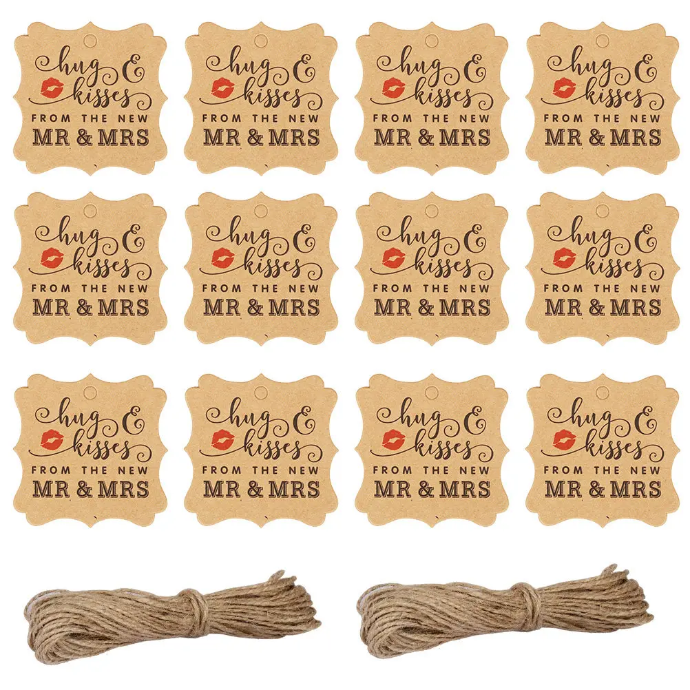 

100Pcs Kraft Paper Hanging Gift Tags DIY Wedding Party Gift Packaging Labels Rustic Decoration Tags for Valentine's Day Baking