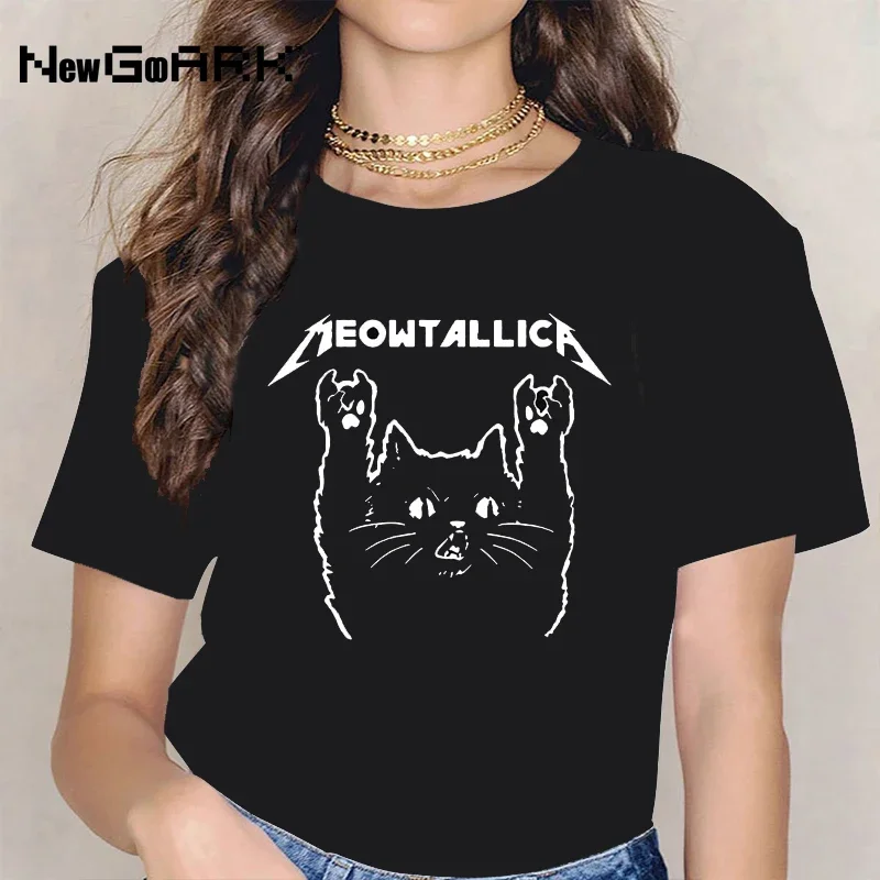 

LE смешная футболка с рисунком кошки meowltica, кошки, рок, музыка, графический принт, рок, музыка, Винтажные Футболки с круглым вырезом