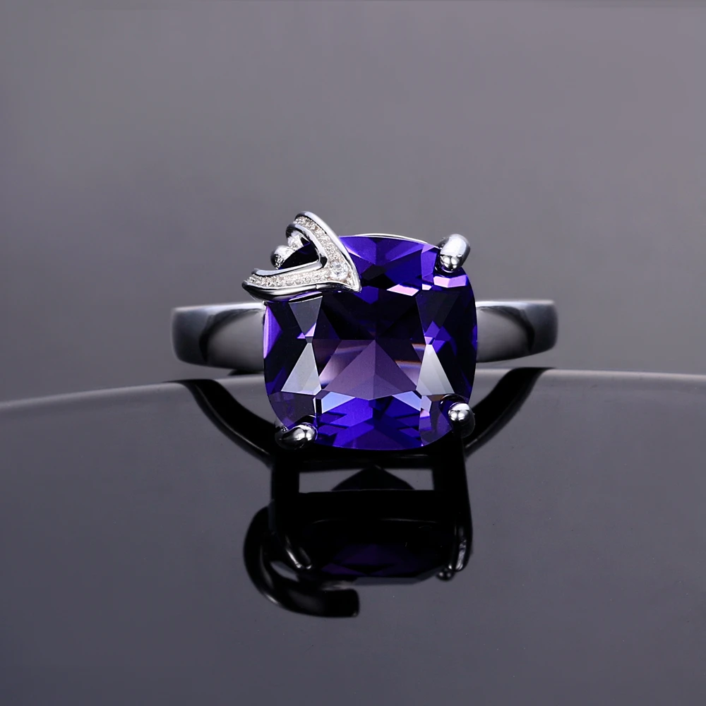Nasiya Charm Large Stones Created Purple Amethyst Rings 100% Genuine Silver Women Fashion Jewelry Gift Promotion image 2
