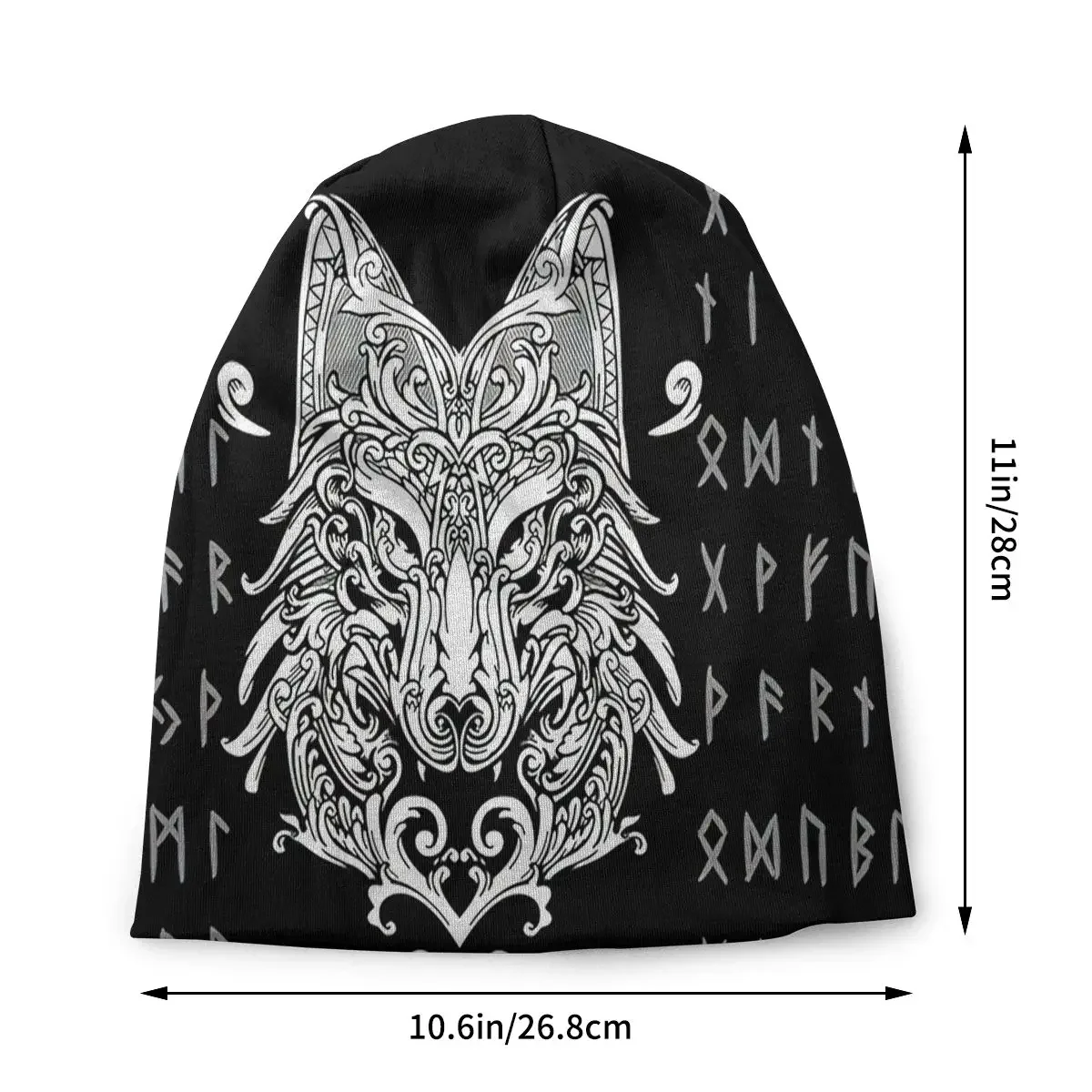 Norse Wolf And Runes Men Women Thin Beanies Windproof Ski Cap Double Layer Fabric Bonnet Hat