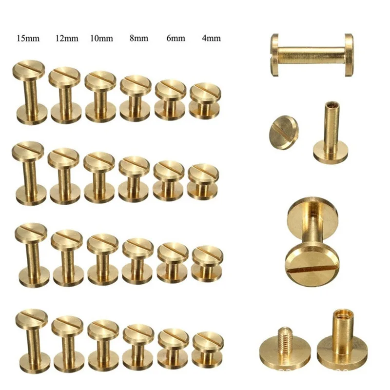 5/10/ 20 Pcs 4-15mm*10mm Plane Pure Copper Luggage Leather Metal Craft Solid Screw Nail Rivet Belt/Strap Rivets Accessories DIY