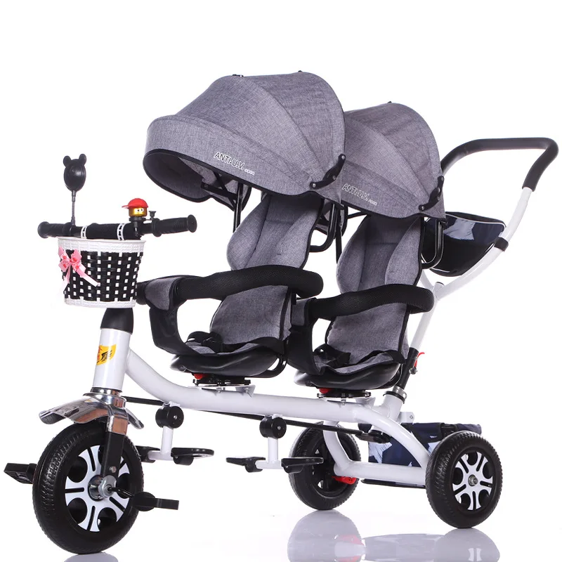 

Children's Tricycle Twin Double Stroller Baby Bike Stroller Lightweight Baby Mutiple Stroller