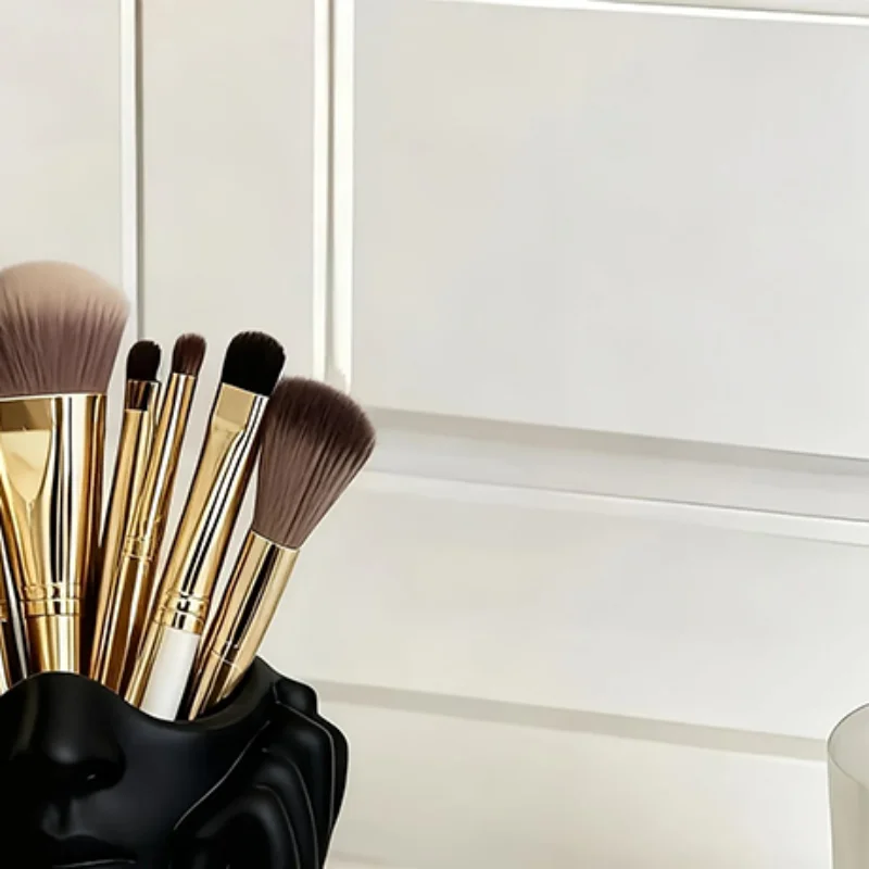 New Sale Human Face Shape Makeup Brush Holder - Beauty Makeup Storage Box Woman Face Design Portable Storage Box