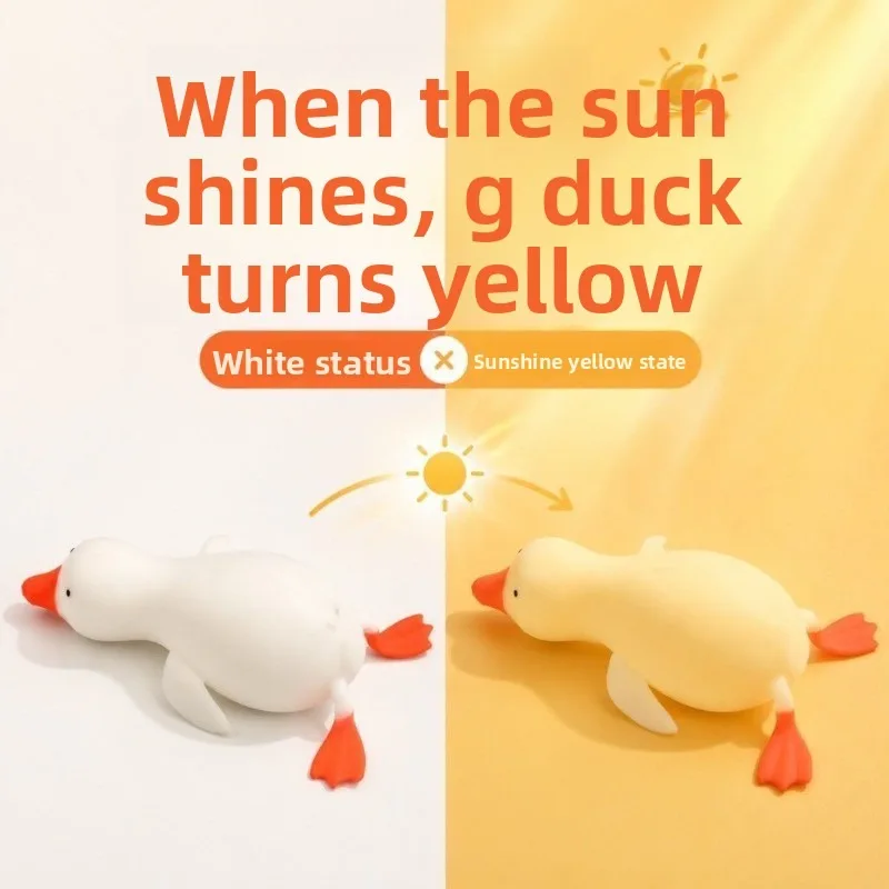 Cute Lying Duck Squishy Fidget Toy, Super Soft TPR Squeeze Decompression Toy, Desktop Stress Relief Ornament Gift