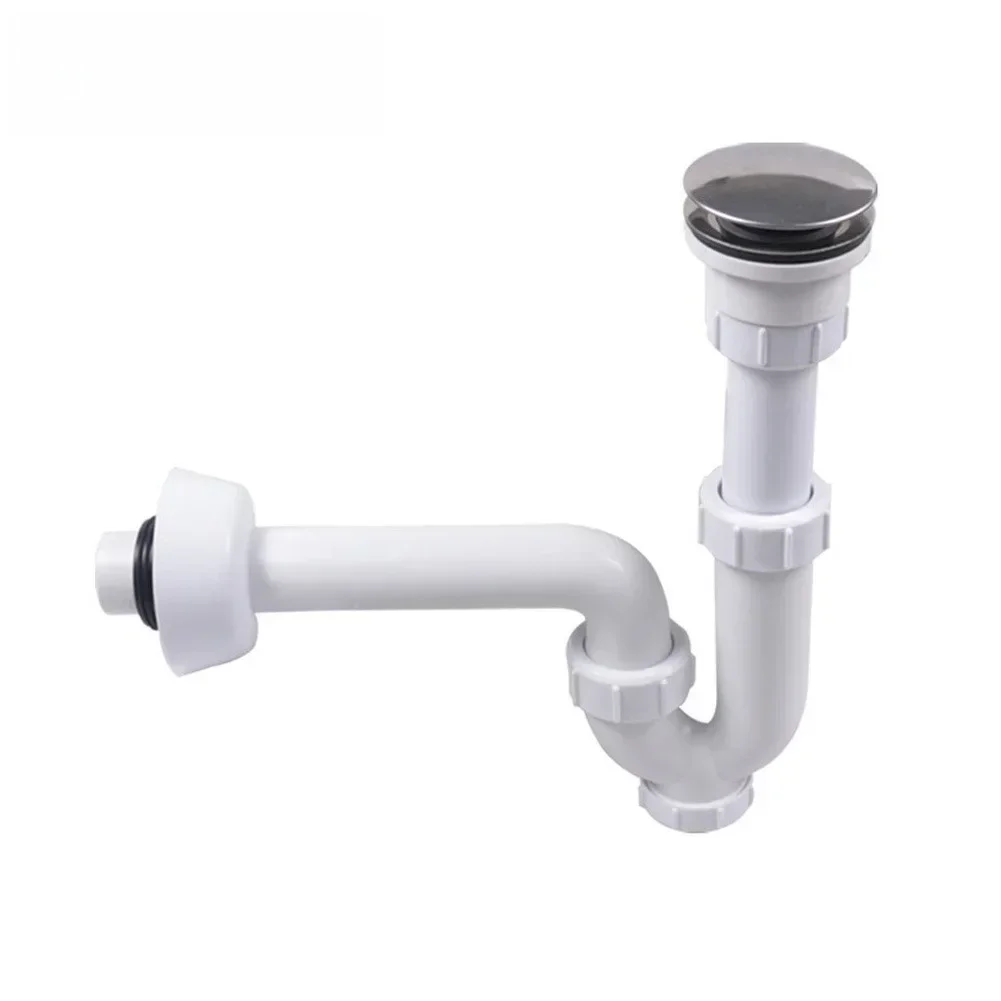 Stainless Steel Basin Drain Set With Push Up Design Anti Scent Wall Mounted Tube Basin Installation For Bathroom Kitchen Access