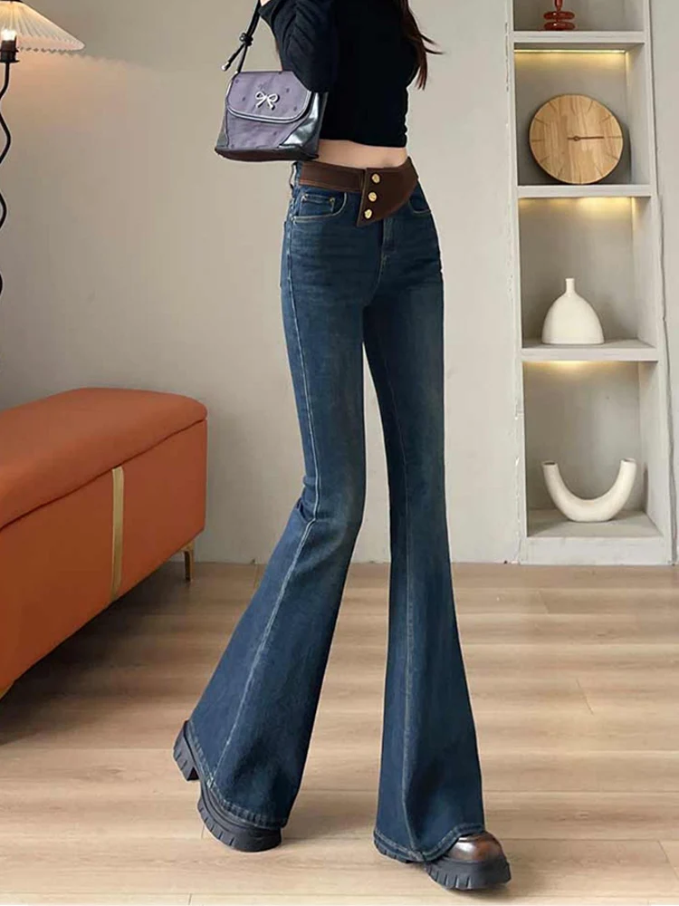 High waisted denim flared trousers autumn 2025 new women's slim fit design sense fashionable and versatile jeans