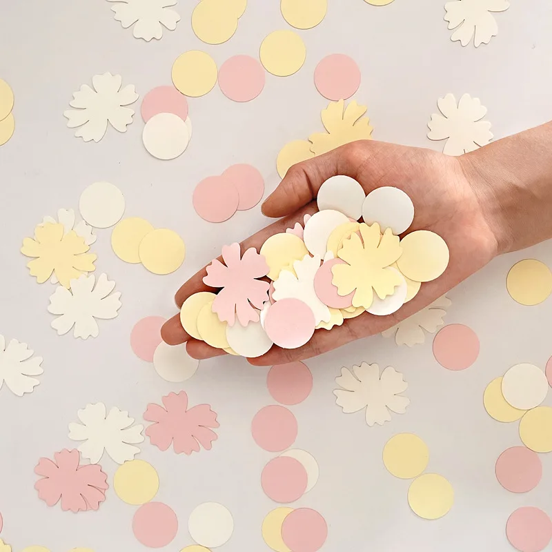 1 Beutel Süße Runde Gänseblümchen Blume Papier Konfetti Hochzeit Blume Tisch Streuung Baby Dusche Geburtstag Party Geschenk Box Dekorationen Versorgung – Detail 3