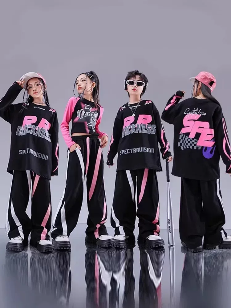 

2024 Jazz Modern Dance Costumes For Girls Loose Shirts Cargo Pants Suit Boys Hip Hop Street Dance Wear Stage Clothes