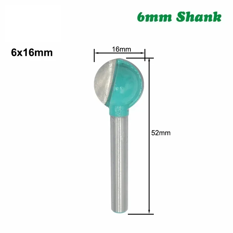 

1 шт., 6 мм, хвостовик, шариковый нос, круглая фреза для резьбы, фреза с ЧПУ, радиус сердечника, фреза из карбида вольфрама для дерева
