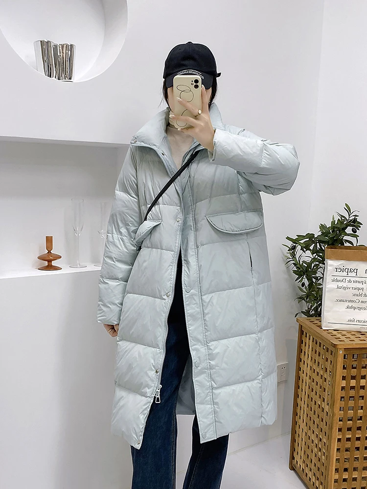 Winter Loose Down Jacket Women's Mid-length Over-the-knee Thickened Down Coat Women Coat Warm Coat