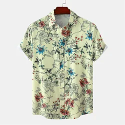 Retro Art Flower 3d Print Hawaiian Shirt Men Women Summer Short Sleeves Tops Beach Harajuku Street Lapel Blouse Button Shirts