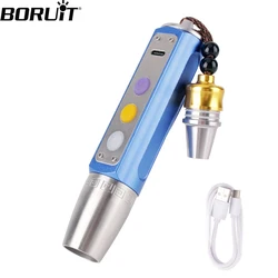 BORUiT UV LED 손전등, 옥 쥬얼리 원석 식별 토치, 자외선, 노란색, 흰색, C타입 충전식 랜턴, 365nm