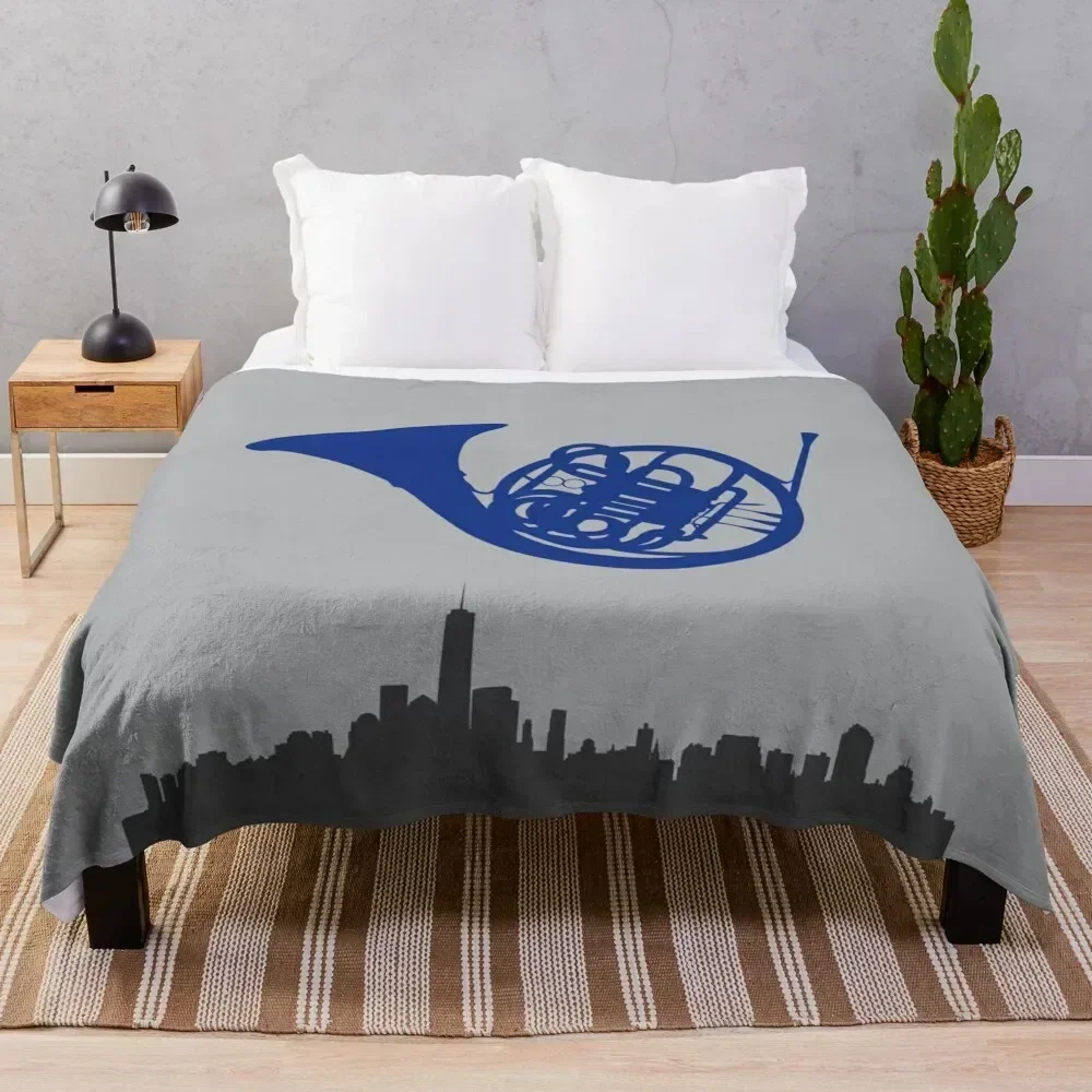 

Blue French Horn HIMYM Throw Blanket Large Designers bed plaid halloween Blankets