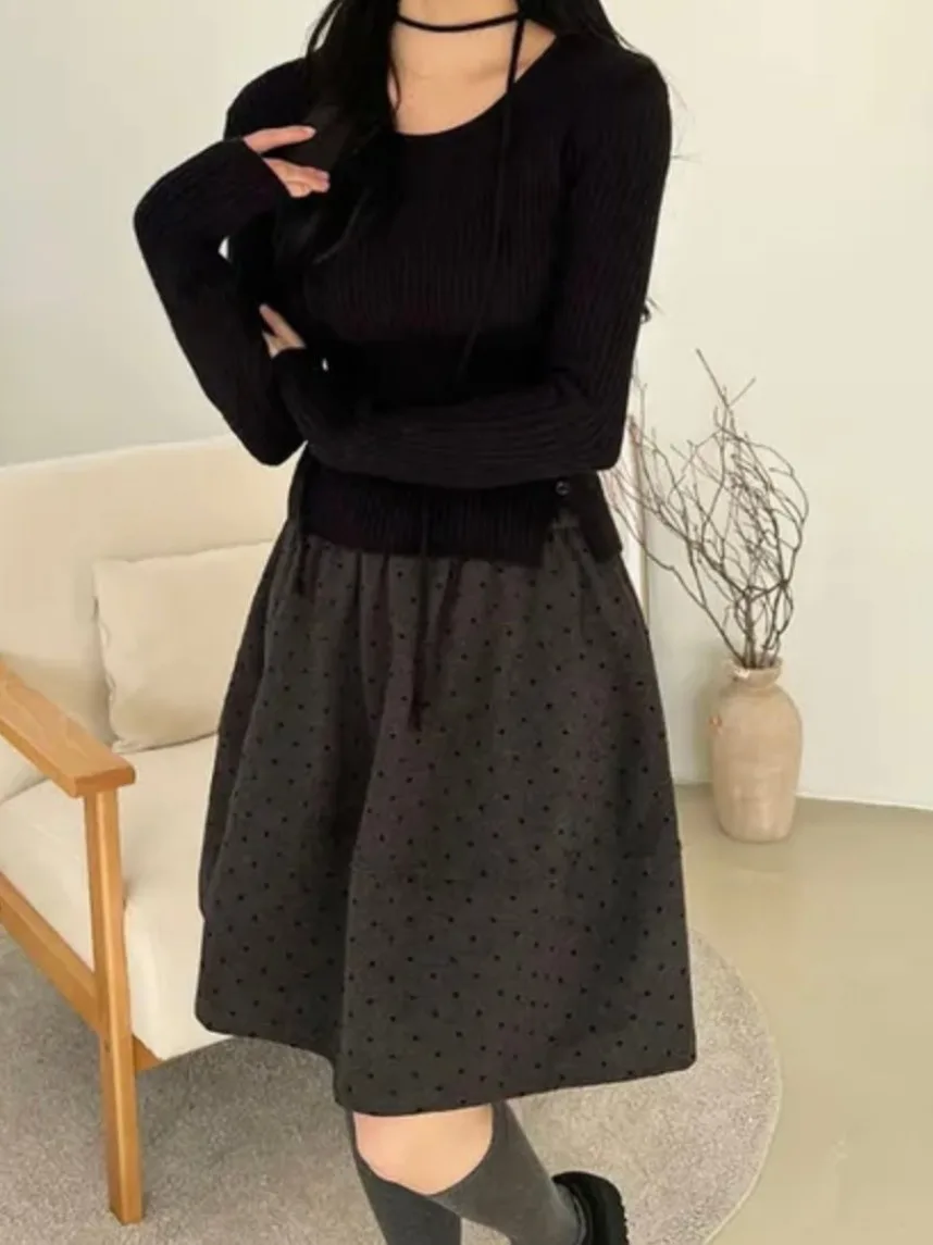 Koreaanse Sle Hoge Taille A-lijn Rok Vrouwen Herfst Winter Zoete Plaid Ort Rokken Faionable Veelzijdige Afslanken Rokken