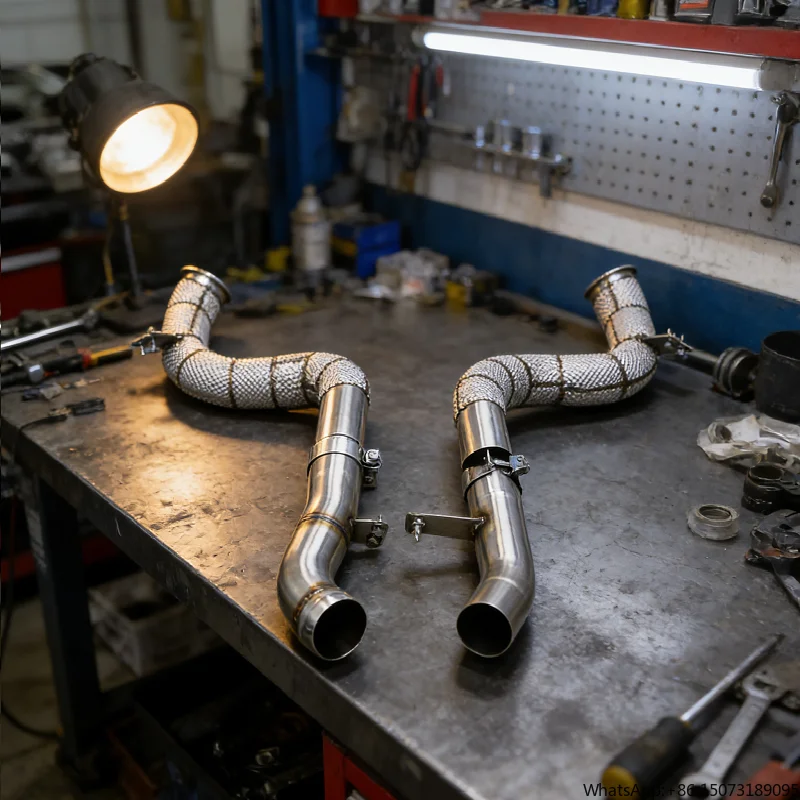 BSK Engine Free Flow Downpipe for -GLE63 4.0TT W167 2020-2023 SUS304 Exhaust Header Straight System