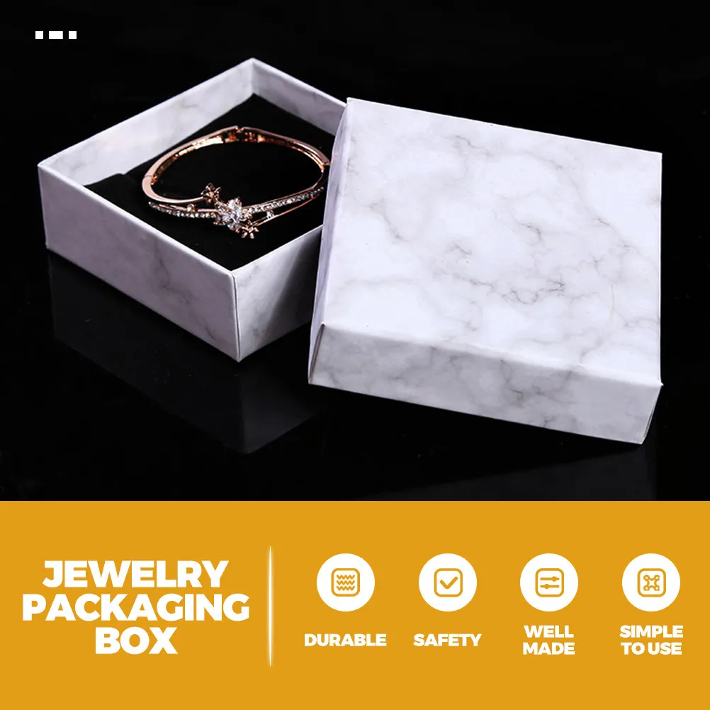

12Pcs Jewelry Boxes Marble Pattern Cardboard Small Gift Storage Organizer for Rings Necklaces Bracelets Jewelry Packaging