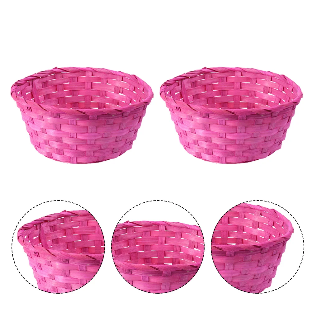 

2Pcs Bamboo Baskets Handwoven Desktop Storage Basket Easter Egg Holder Woven Basket Bamboo Baskets Easter Egg Holder