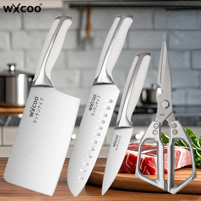 1-4pcs Kitchen All Stainless Steel Knives Household Kitchen Knives Japanese Santoku Knife Bone Chopping Knife Fruit Knife Set