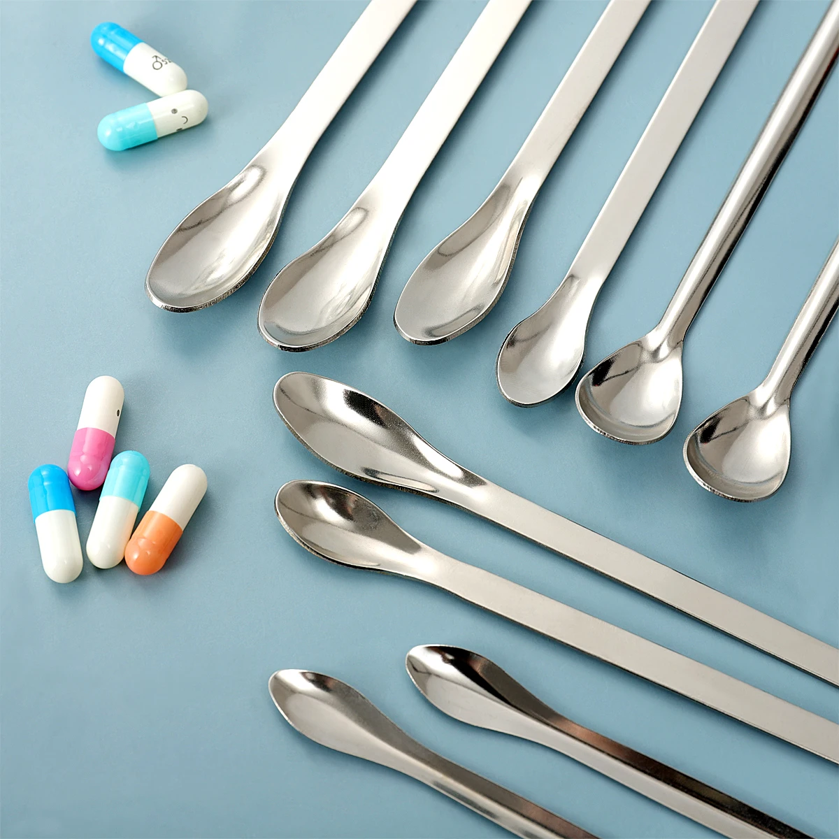 12 Stuks Rvs Lab Lepel Spatel/Laboratorium Bemonstering Lepel Mengen Spatel Micro Spatel Scoop