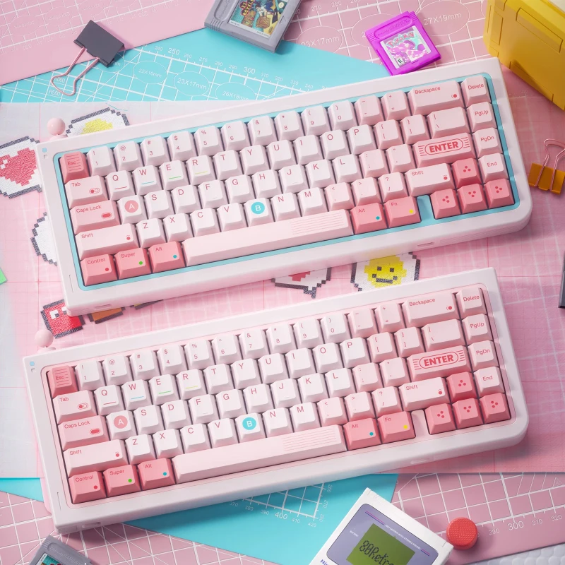 

80Retros GB65 (GAME 1989 65) Pink Customized Mechanical Keyboard The Tri-mode Single Mode Hot Plug Keyboard MONO Switch