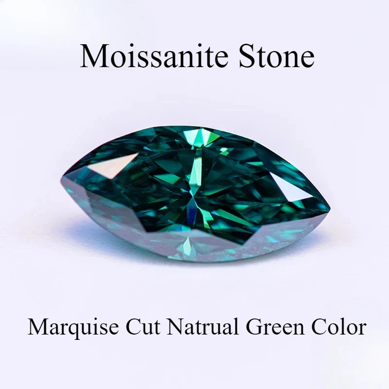 

Moissanite Stone Marquise Cut Natural Green Color with GRA Certified Lab Grown Gemstone for Diy Charms Jewelry Making