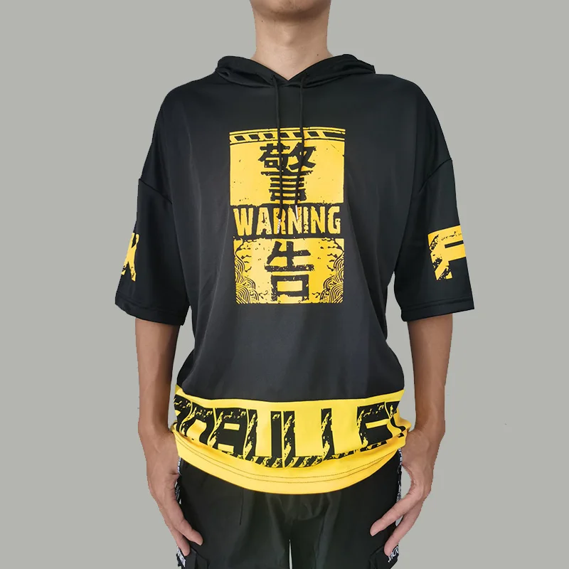 Popular Summer Anime Hooded T Shirts Men Y2k Streetwear Harajuku Fashion Men's Clothing Techwear Hip Hop Punk Student Tshirts