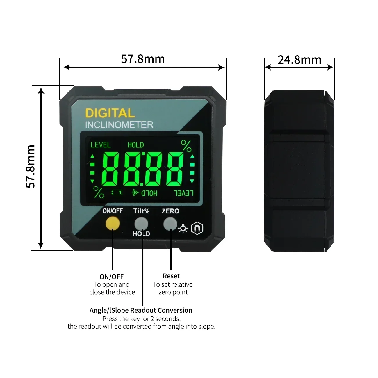SHAHE-Niveau électronique numérique, inclinomètre magnétique, rapporteur d'angle, boîte de niveau de précision pour le travail de calcul, 4*90 °