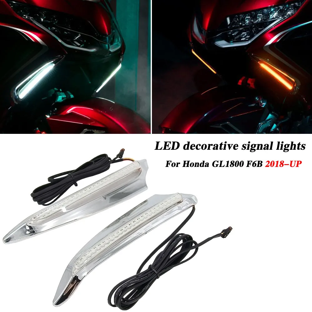 

NEW GL1800 Black and Chrome Front Lighted Vent Trim LED Turn Signal Kit For HONDA GL 1800 Gold Wing F6B 2018 -UP 2019 2020 2021