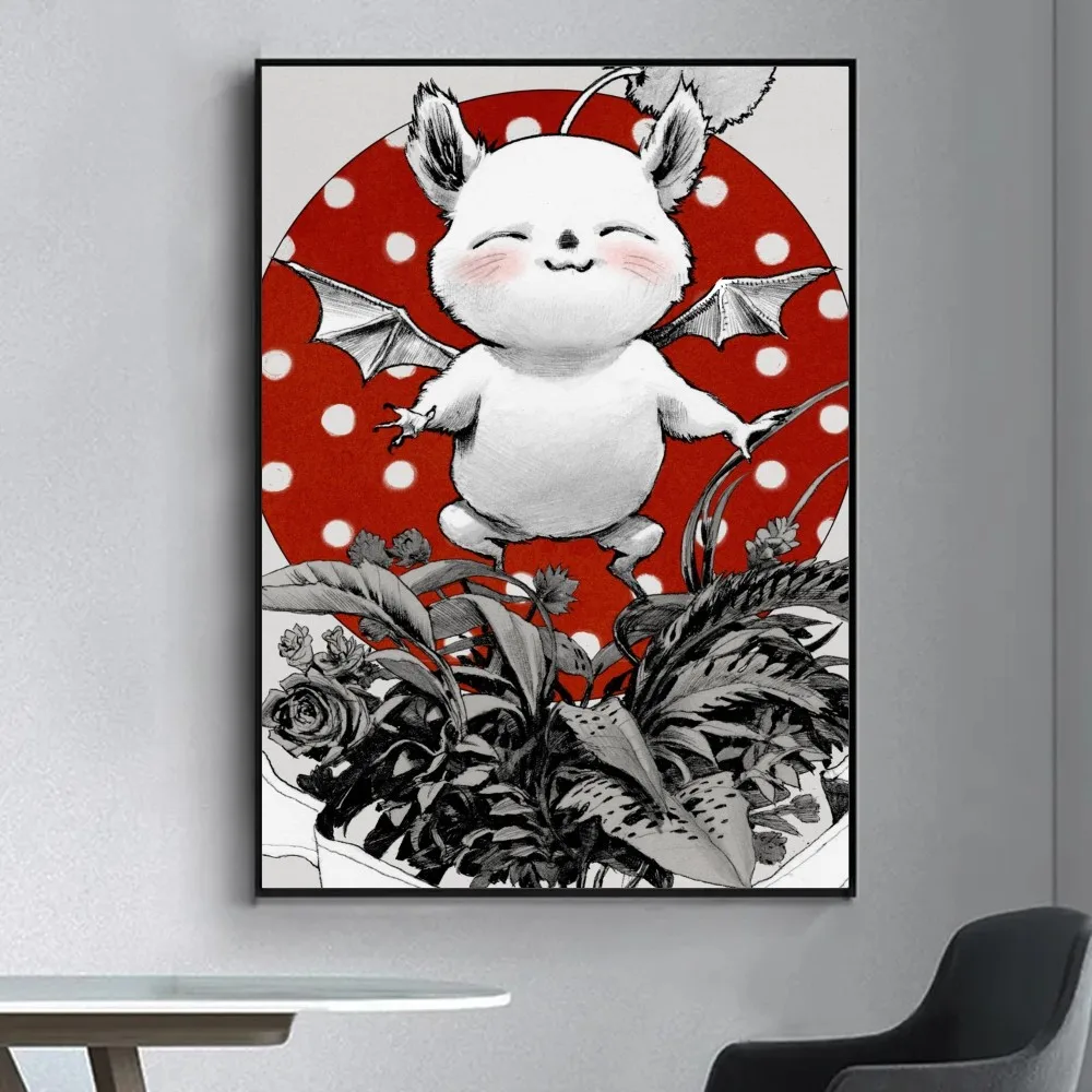 F-Final F-Fantasy Moogle Poster Fancy Wall Sticker for Living Room Bar Vintage Decorative Painting Middle