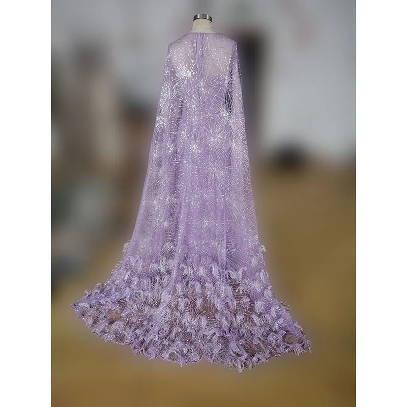 Abiti da ballo a sirena in pizzo con paillettes di lusso abiti da sera formali viola abito da spettacolo per occasioni speciali da donna a tromba