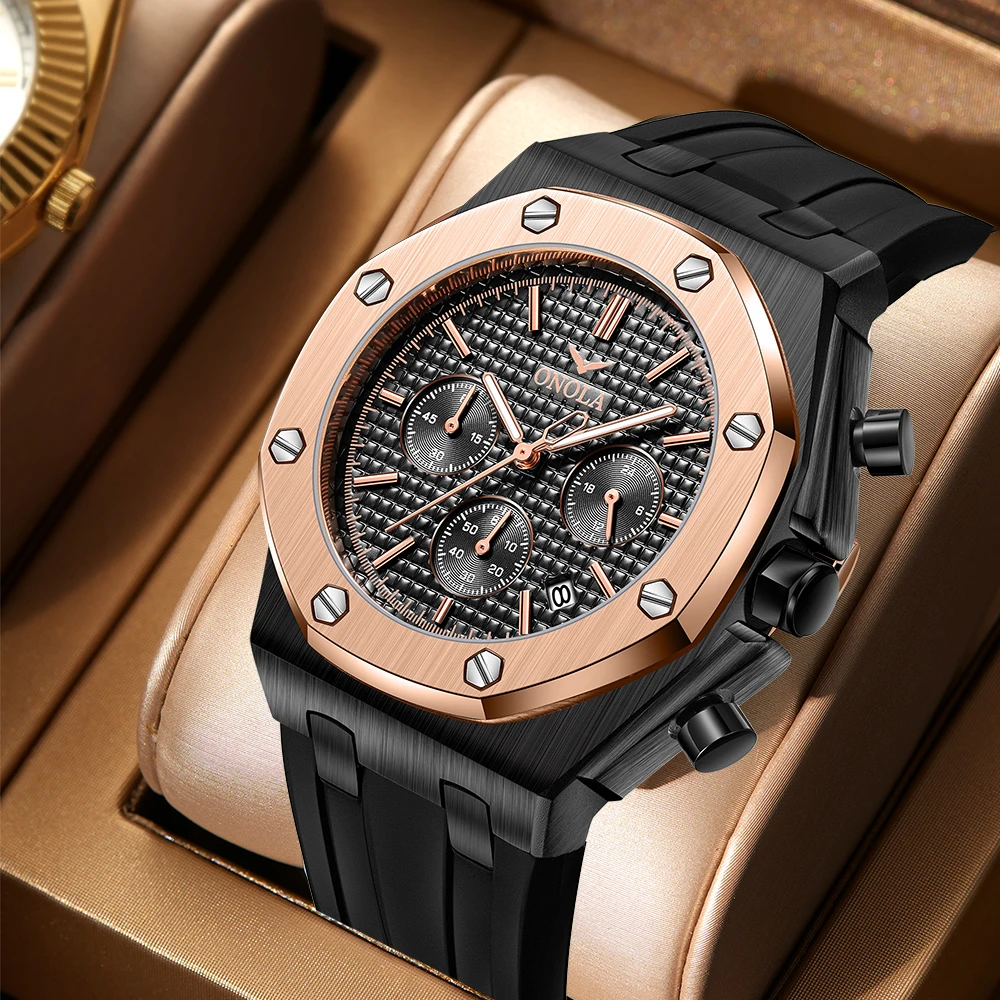 

ONOLA модные мужские многофункциональные часы роскошный календарь водостойкие мужские кварцевые часы мужские часы Relogio Masculino