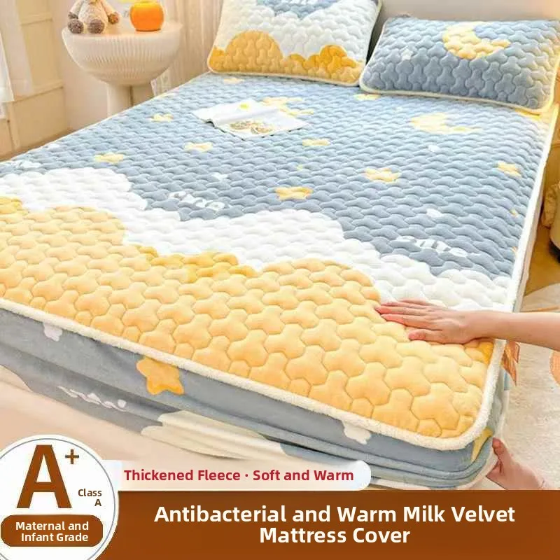 

Утолщенное бархатное покрывало для кровати, полностью закрывающее, пылезащитное, сохраняющее тепло, нескользящее, цельное, новое, защитное покрытие