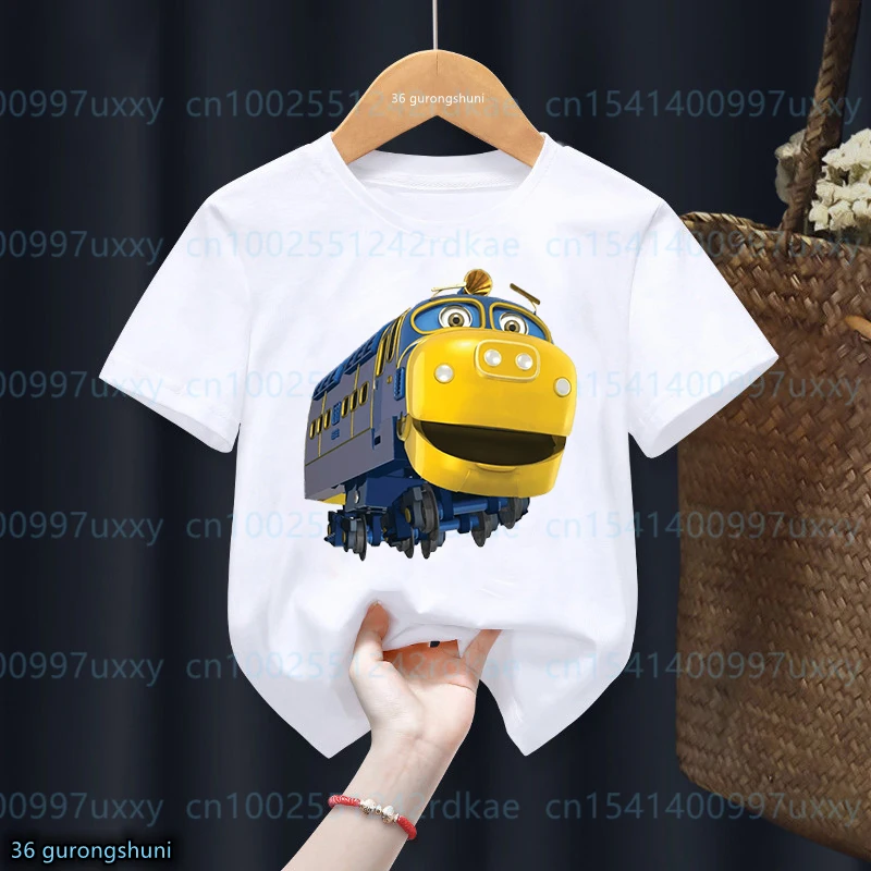 T-Shirts For Boys Funny Animation Chuggington Small Truck Print Children Tshirts Cute Boys Girls Clothes white Shirt Tops