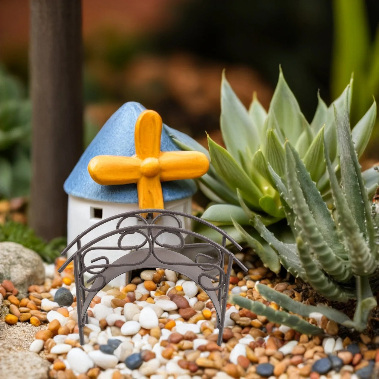 Pont d'arc de jardin Miniature, petite Structure métallique pour bricolage, aménagement paysager, affichage de bonsaï, ornement de bureau à domicile, pont en arc métallique