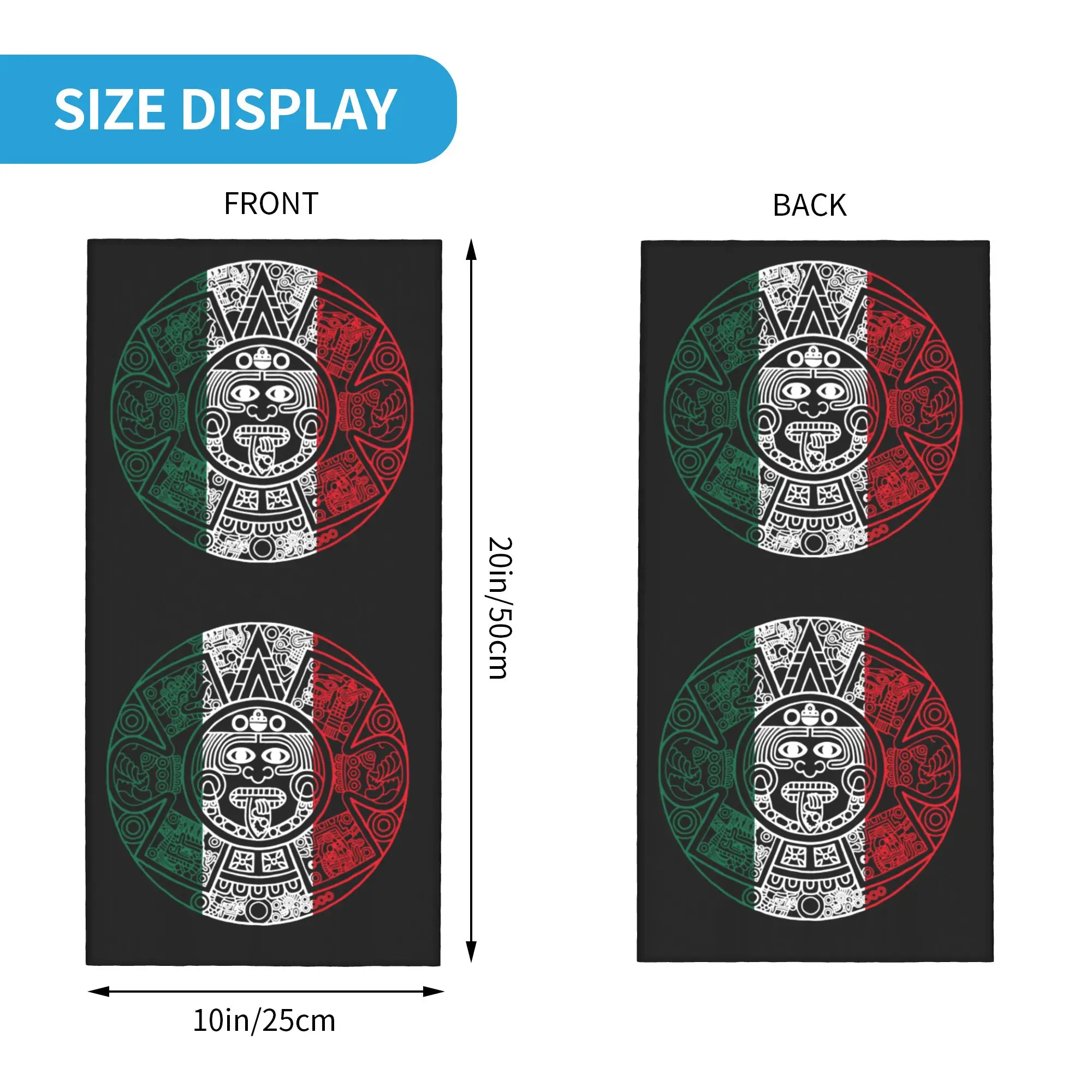 Custom Aztec Calendar Mexican Flag Bandana Neck Warmer Women Men Winter Hiking Ski Scarf Gaiter  Face Cover