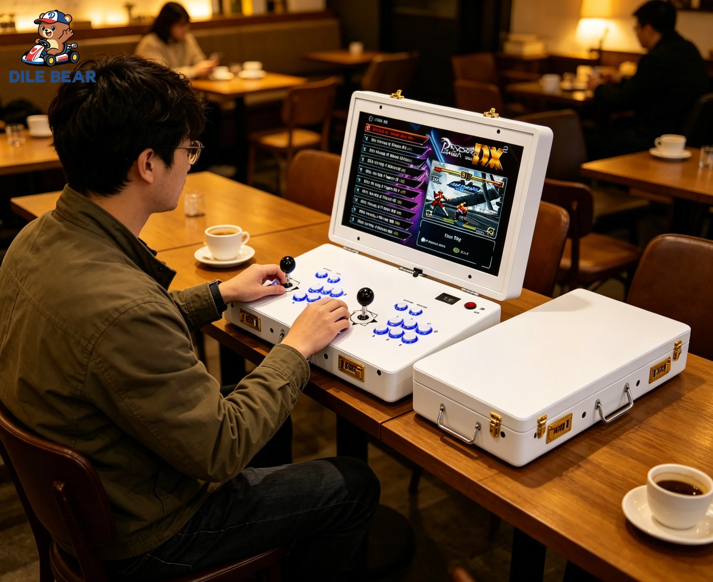 2026 Portable 21 Inch Screen Briefcase Arcade Machine 30000 Games Pandora Box DX 2 Player Folding Retro Arcade Console for Bar