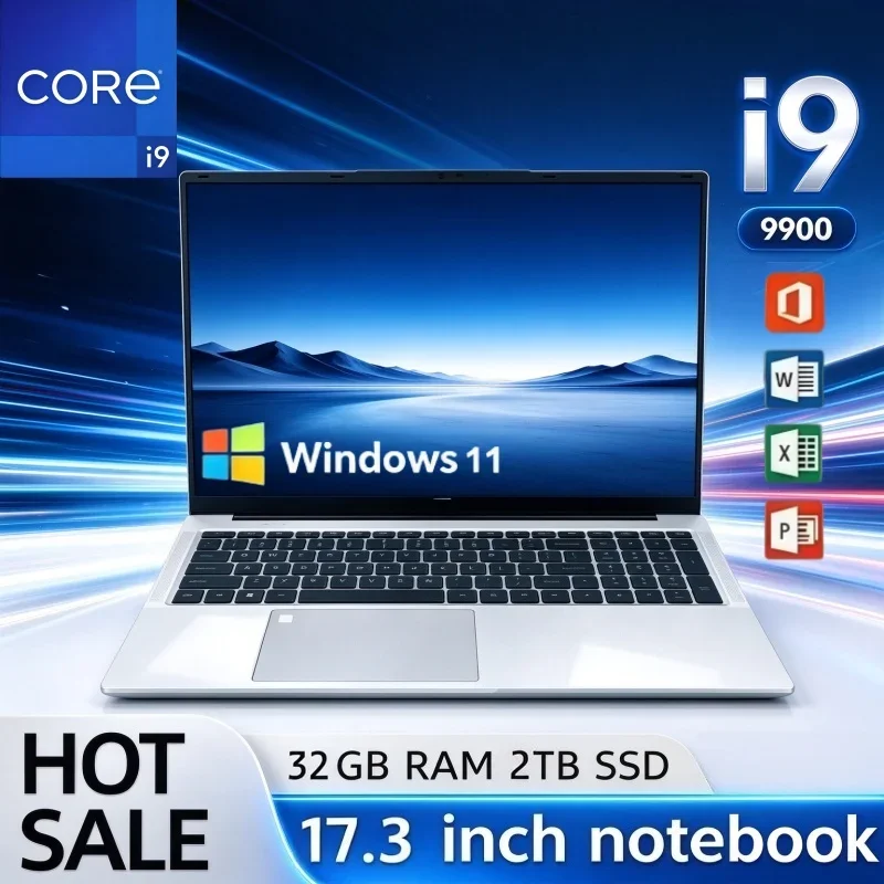 17.3 Inch HD Screen Portable Notebook Intel I9-9900 Processor 32GB RAM 2TB SSD Win11 Fingerprint Unlock For Business Use