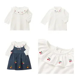 Japanese and Korean Children's Shirts Girls Blouses Boys' Long-sleeved Shirt Overlay Tops Camisas  Boys Shirts   White Blouse