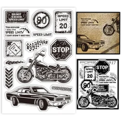 1pc Retro Transportation Clear Stamps for DIY Scrapbooking Road Signs Car Motorcycle Silicone Clear Stamp Seals